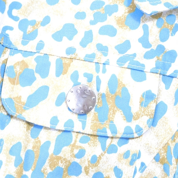 LAL LIVE A LITTLE SZ M BLUE MIX LEOPRD JEAN JACKET - Picture 3 of 4